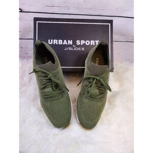 Urban Sport by J/Slides Talia Stretch Knit Sneaker - Olive Size 9 Wide NWT
